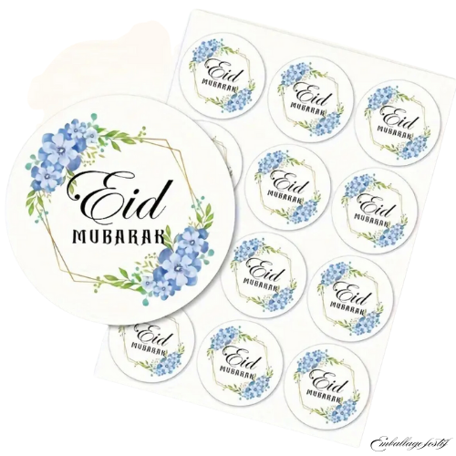 Autocollants Eid mubarek - 12 pièces