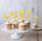 Topper gâteau doré - 12 pièces Eid mubarek