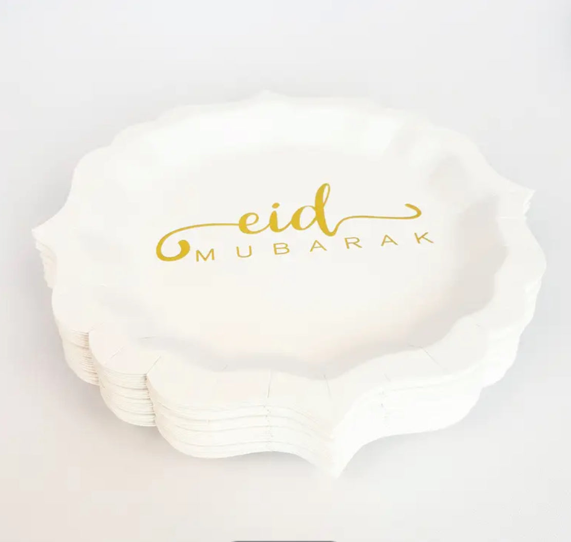 Assiettes Blanches “Eid Mubarak” - 10 pièces