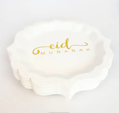 Assiettes Blanches “Eid Mubarak” - 10 pièces