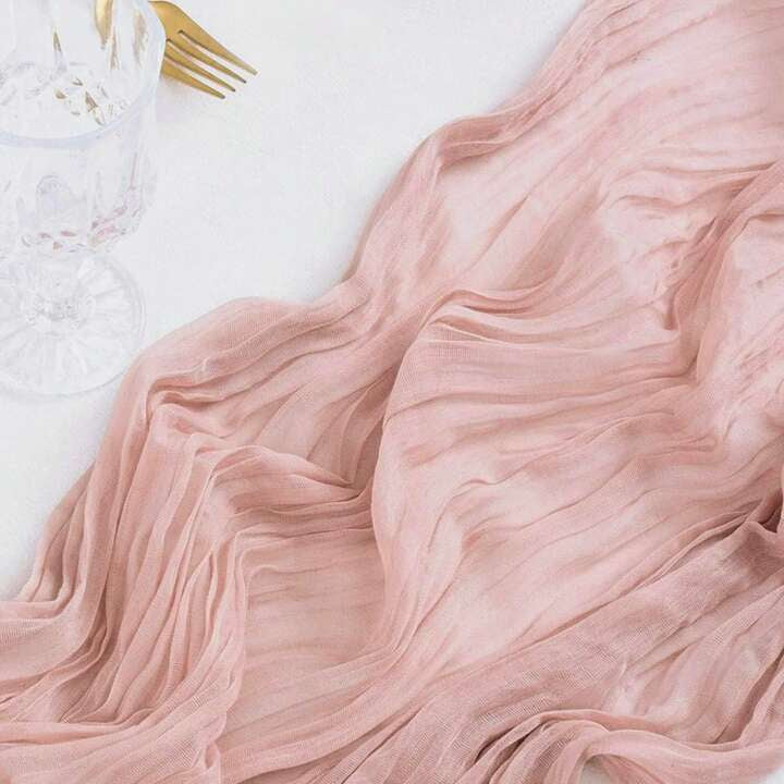 Chemin de table en gaze - Rose poudré