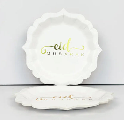 Assiettes Blanches “Eid Mubarak” - 10 pièces