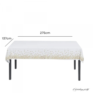Nappe blanche à pois dorés