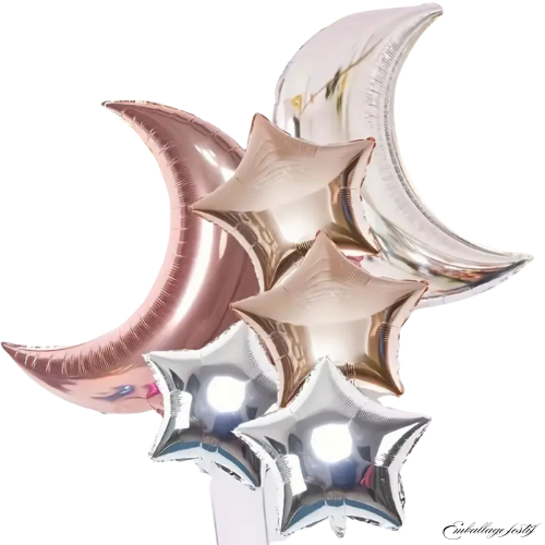 Set de ballons gonflables forme de lune et étoiles - 6 pièces