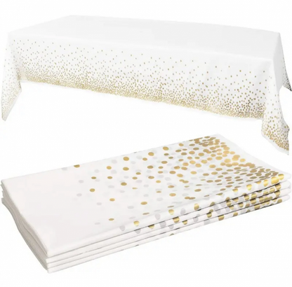 Nappe blanche à pois dorés
