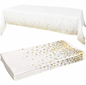 Nappe blanche à pois dorés