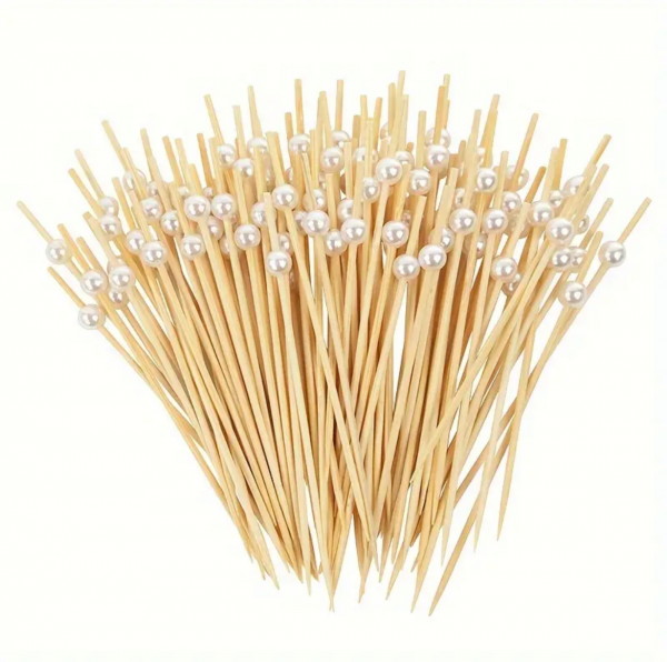 Piques Apéritifs avec Perles - Lot de 100