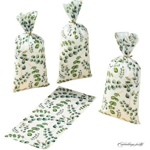 Sacs cadeaux à motifs végétaux - 10 pièces