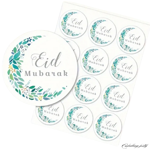 Autocollants Eid mubarek - 12 pièces
